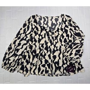 Ava & viv Long Sleeve Bow Tie Blouse 3X